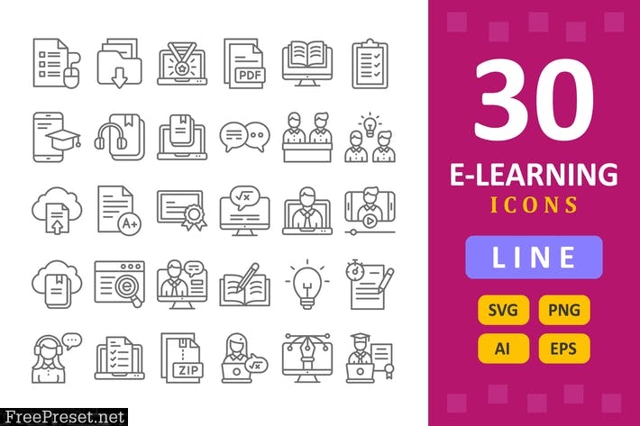 30 E-Learning Icons - Line N4ULCDZ