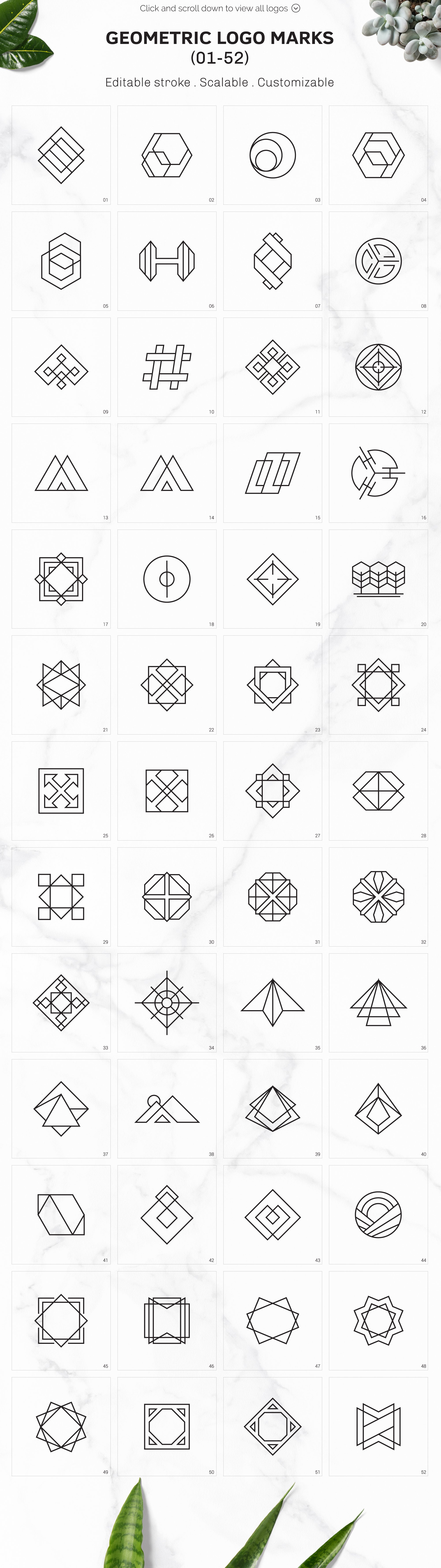 300 Geometric Premade Logo Bundle 3155393