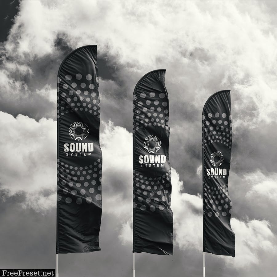 3D Flags Feather / Bow / Sail Flag Mockup YJPCCV