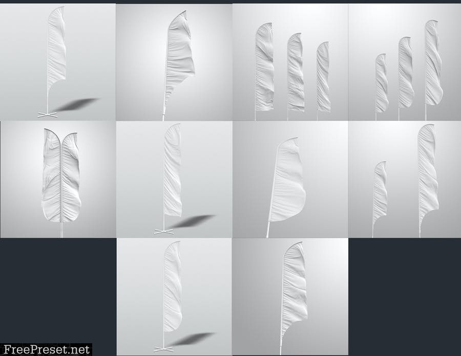 3D Flags Feather / Bow / Sail Flag Mockup YJPCCV