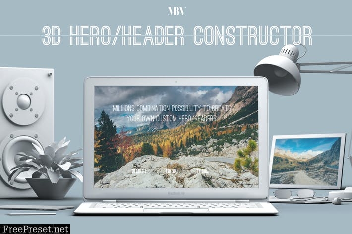 3D Hero/Header Constructor Mockup