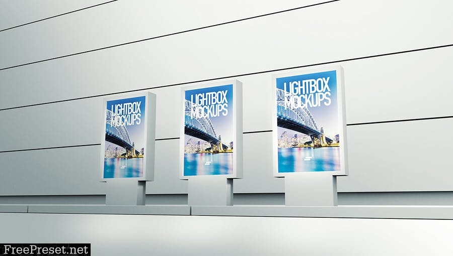 3D Lightbox Poster Outdoor Mock-up 59D6VB