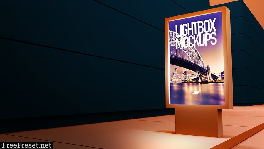 3D Lightbox Poster Outdoor Mock-up 59D6VB