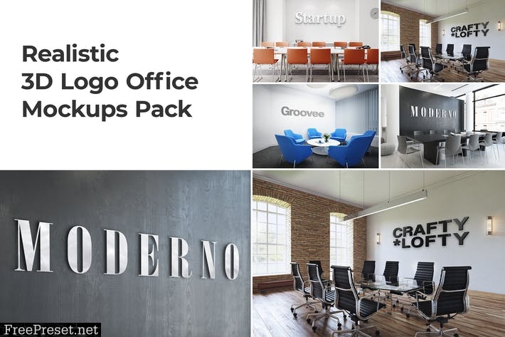 3D Logo Office Mockups Pack vol.1