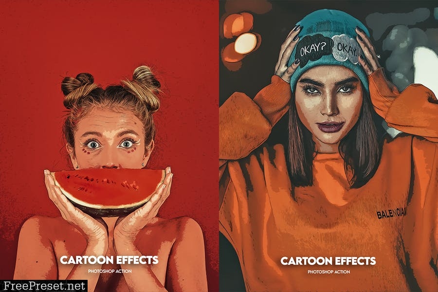 4 in 1 Cartoon & Vector Art Photoshop Actions