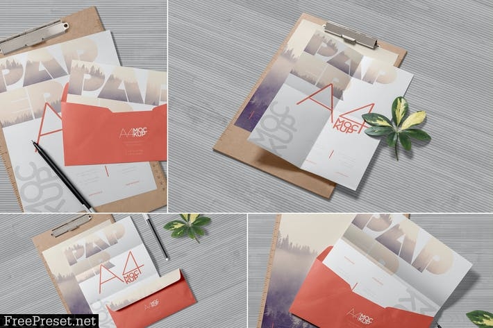 4 Realistic A4 Paper Mockups