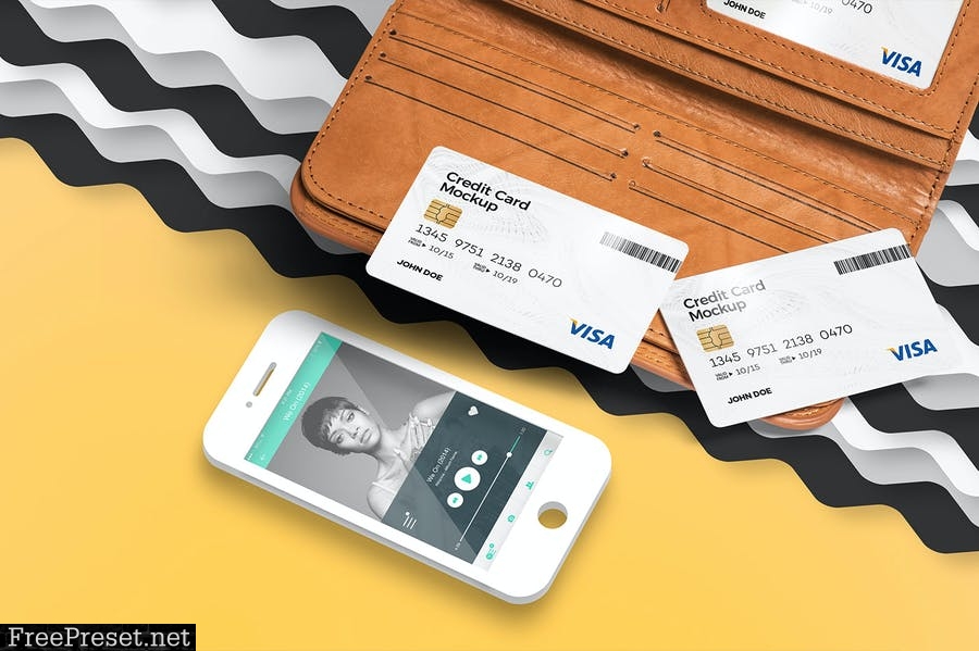 5 Credit Card Mockups YUVTXR