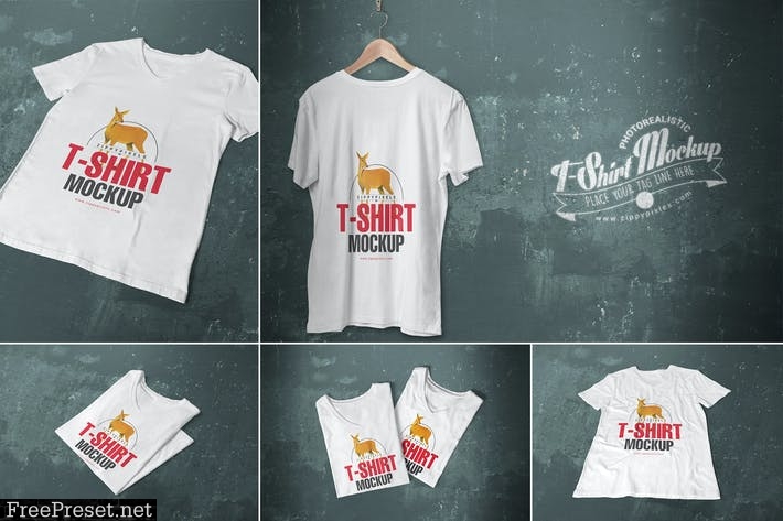 5 Trendy V-Neck T-Shirt Mockups TYP33M