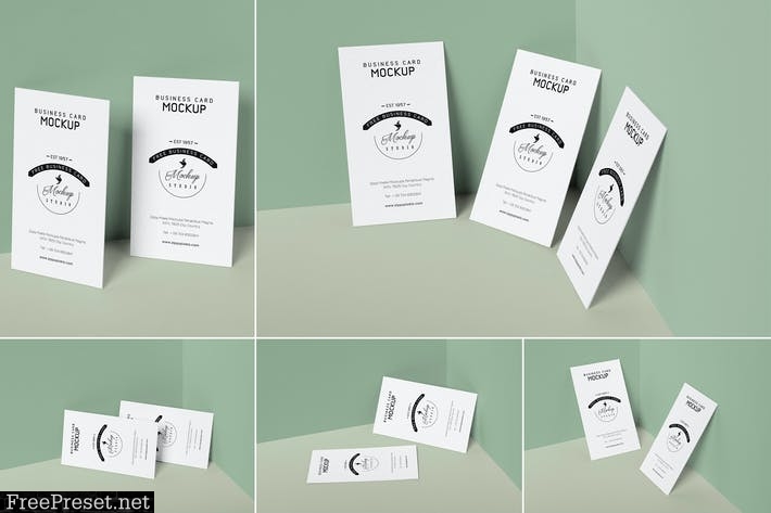 5 Vertical Business Card Mockups BBTLD5