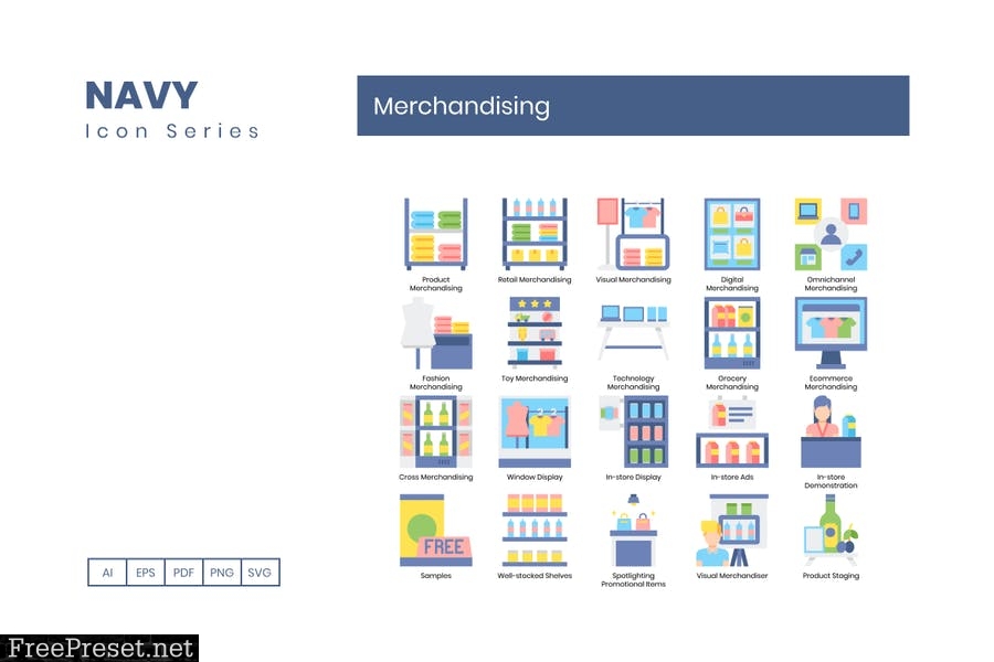 60 Merchandising Flat Icons 7J7LGS9