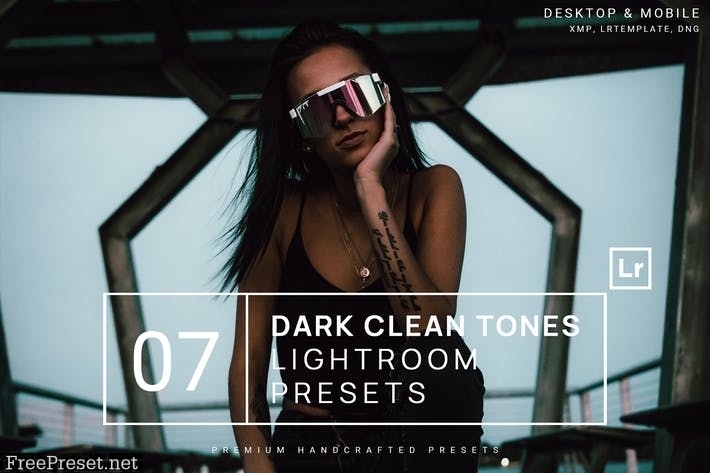 7 Dark Clean Tones Lightroom Presets + Mobile