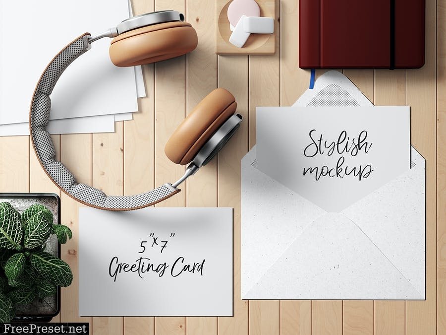 7x5 Greeting Card / Postcard Mockup Set 1