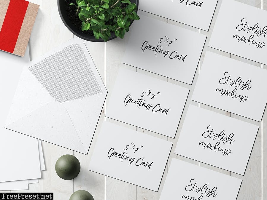 7x5 Greeting Card / Postcard Mockup Set 2