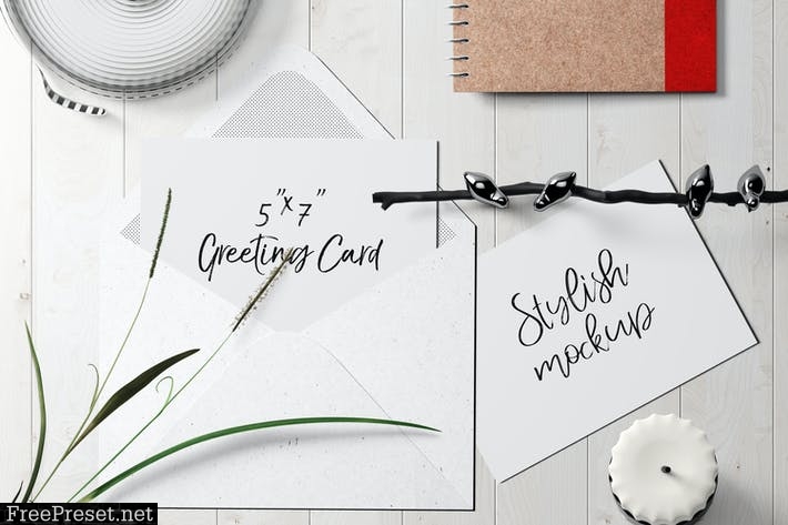 7x5 Greeting Card / Postcard Mockup Set 2