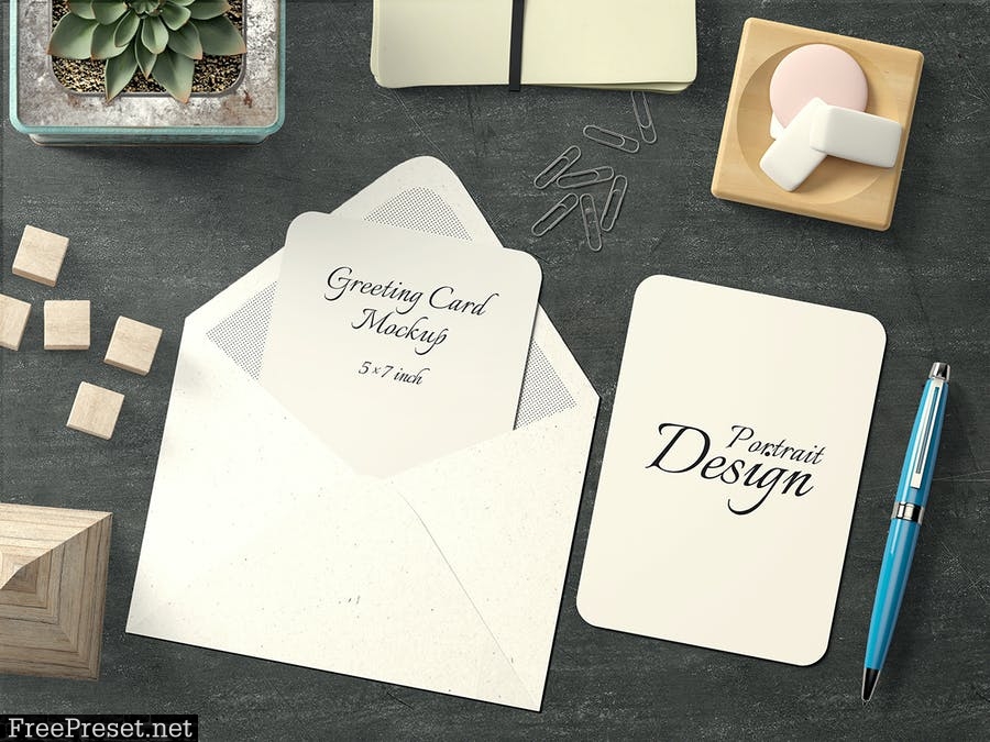 7x5 Rounded Corners Greeting Card Mockup Set 1