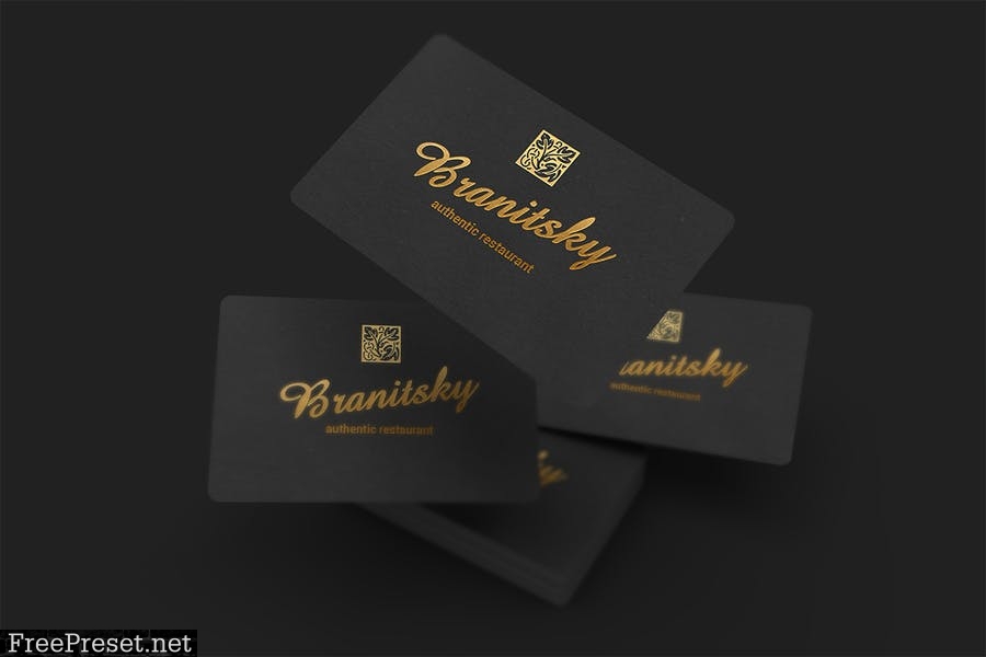 85x55 Black Business Card Mockups BGSRH7