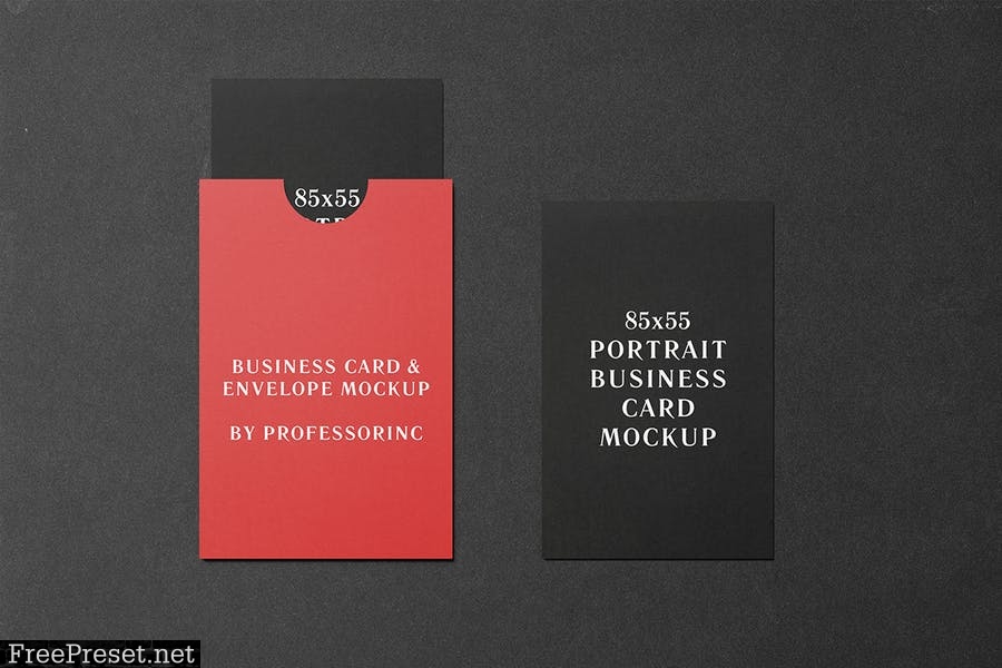 85x55 Portrait Business Card Mockup