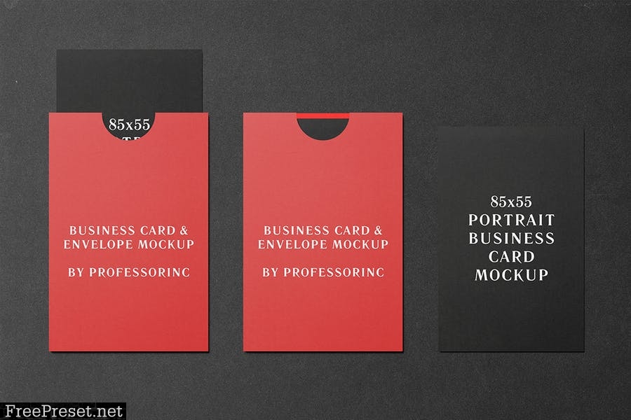 85x55 Portrait Business Card Mockup