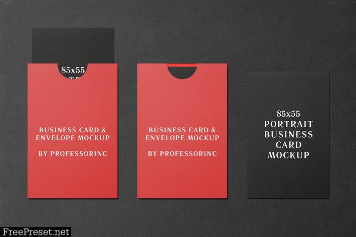 85x55 Portrait Business Card Mockup