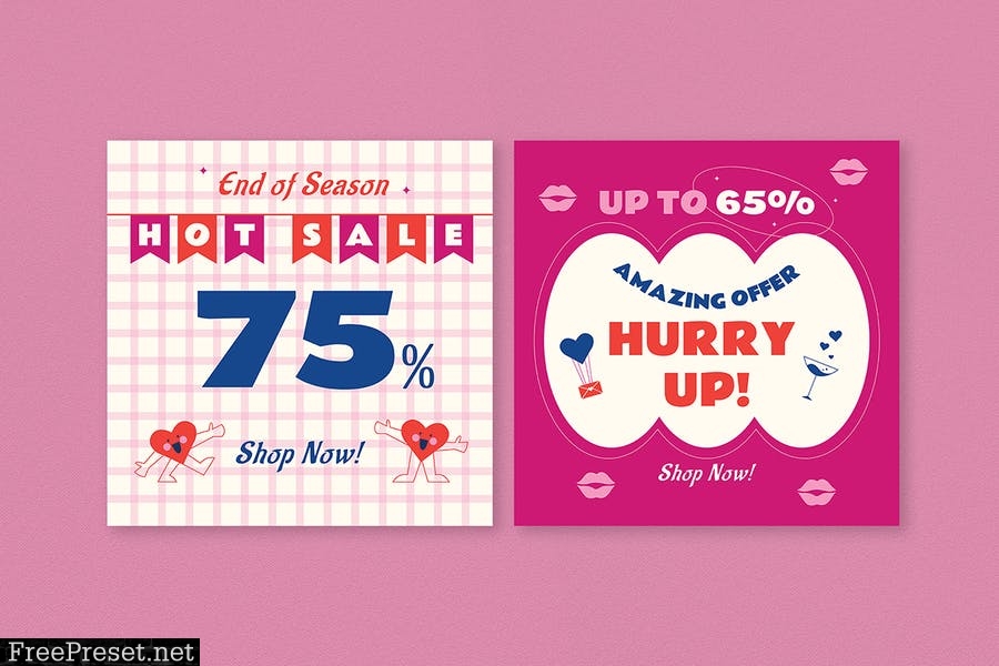 9 Valentine Sale Banners ACRR7NP