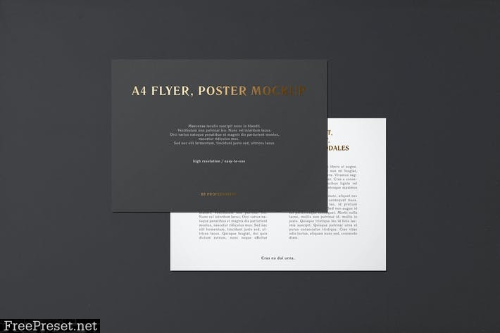 Download A4 Landscape Flyer Mockup Foil Stamping Edition