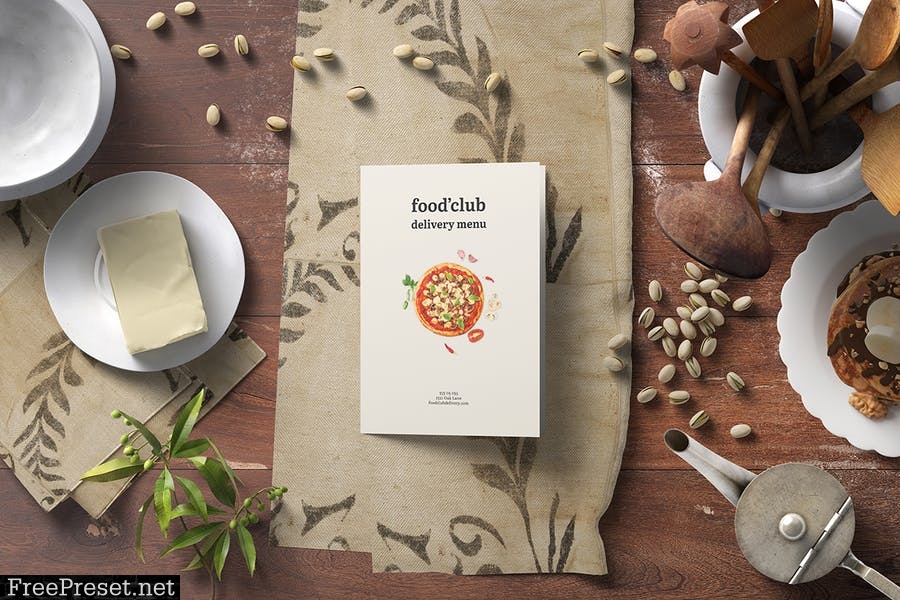 A5 Bi-Fold Flyer / Brochure Mockup — Kitchen Set