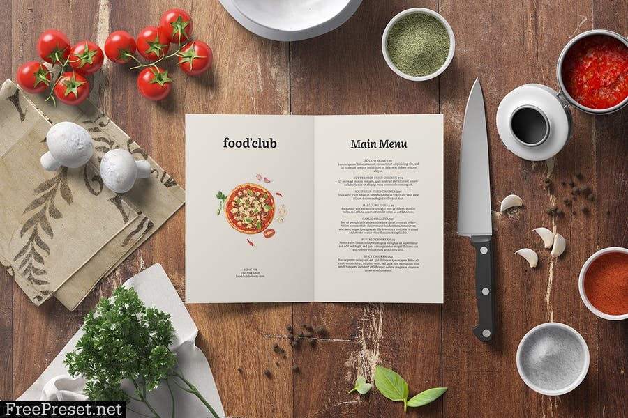 A5 Bi-Fold Flyer / Brochure Mockup — Kitchen Set