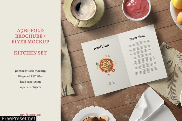 A5 Bi-Fold Flyer / Brochure Mockup — Kitchen Set