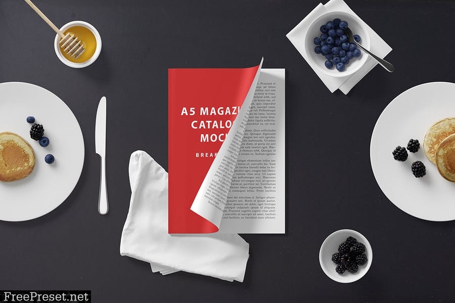 A5 Magazine Catalogue Mockup - Breakfast Set