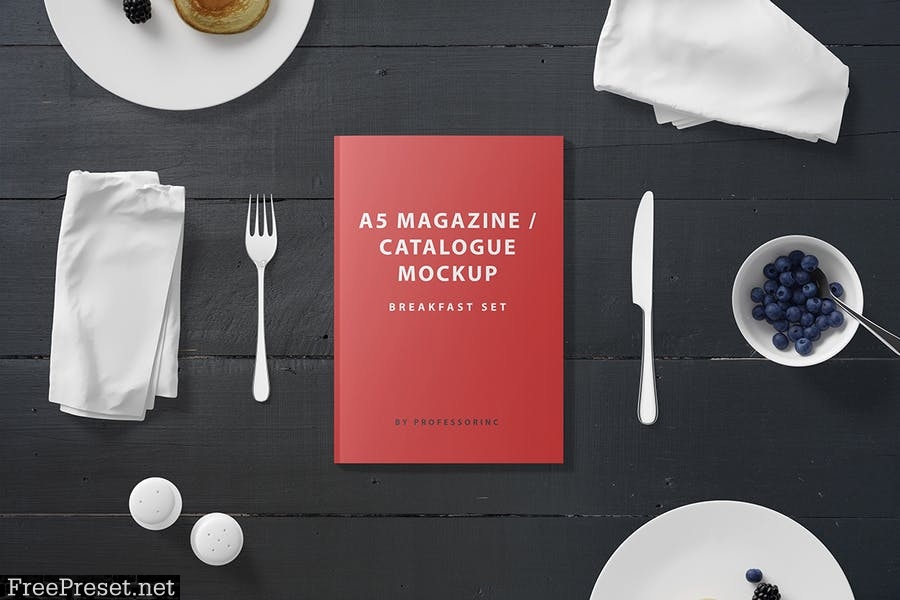 A5 Magazine Catalogue Mockup - Breakfast Set