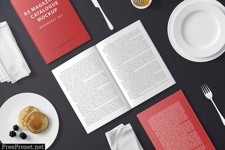 A5 Magazine Catalogue Mockup - Breakfast Set