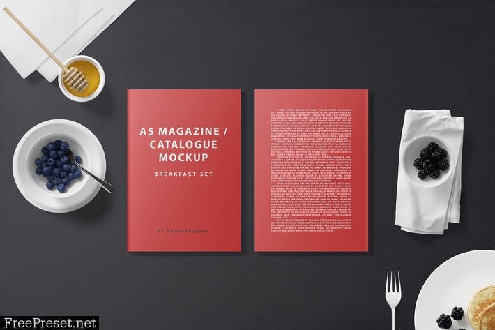 A5 Magazine Catalogue Mockup - Breakfast Set