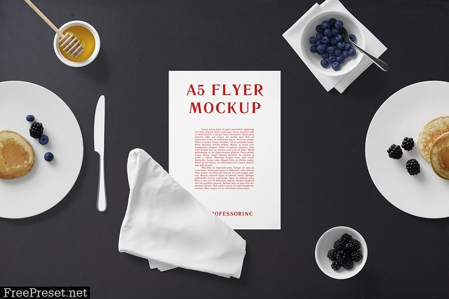 A5 Portrait Flyer Mockup - Breakfast Set