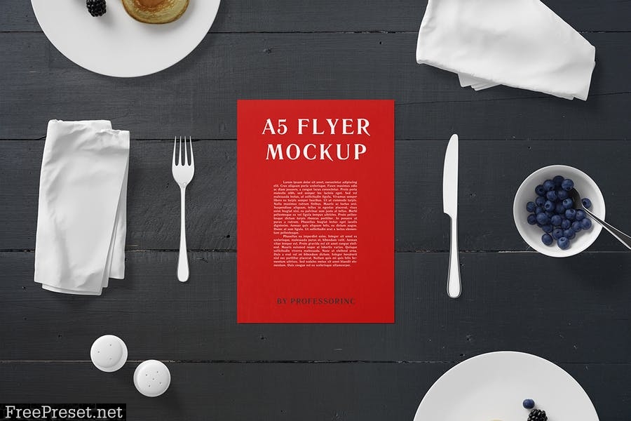 A5 Portrait Flyer Mockup - Breakfast Set