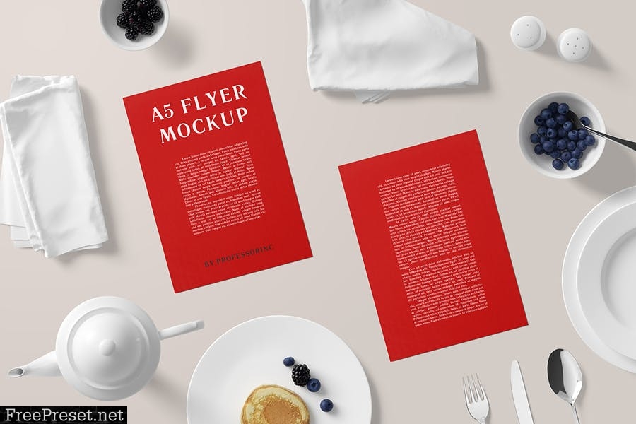 A5 Portrait Flyer Mockup - Breakfast Set