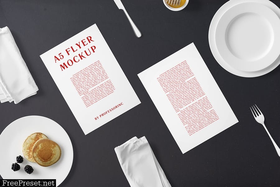 A5 Portrait Flyer Mockup - Breakfast Set