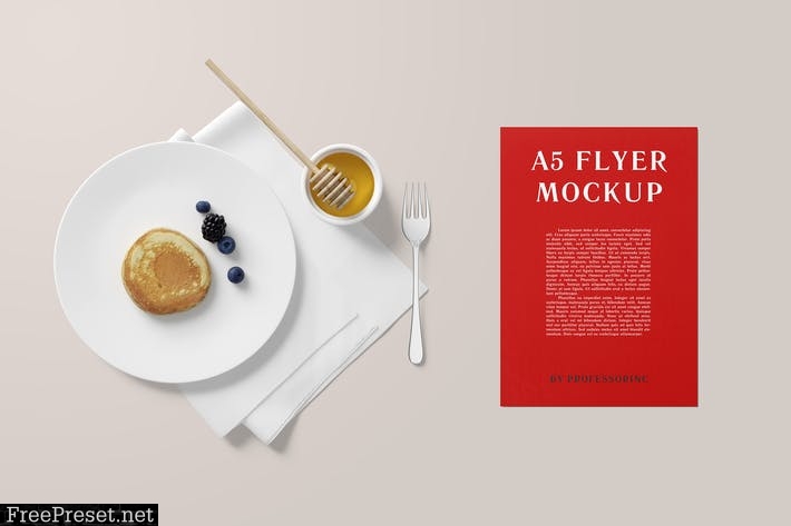 A5 Portrait Flyer Mockup - Breakfast Set