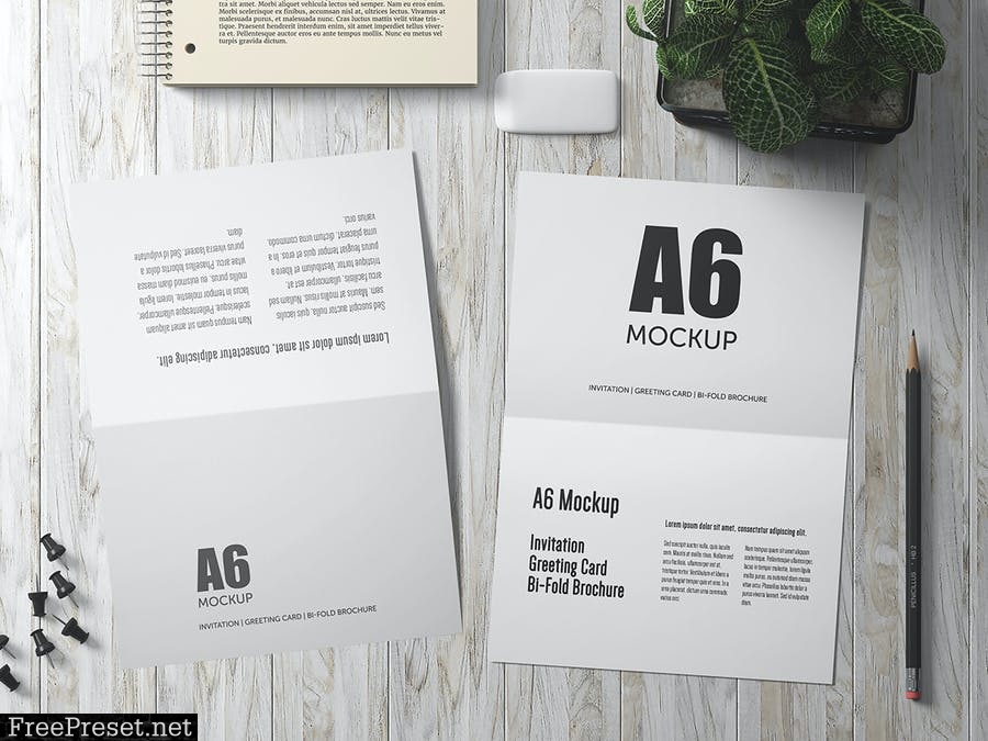 A6 Landscape Bi-Fold Greeting Card Mockup - Set 1