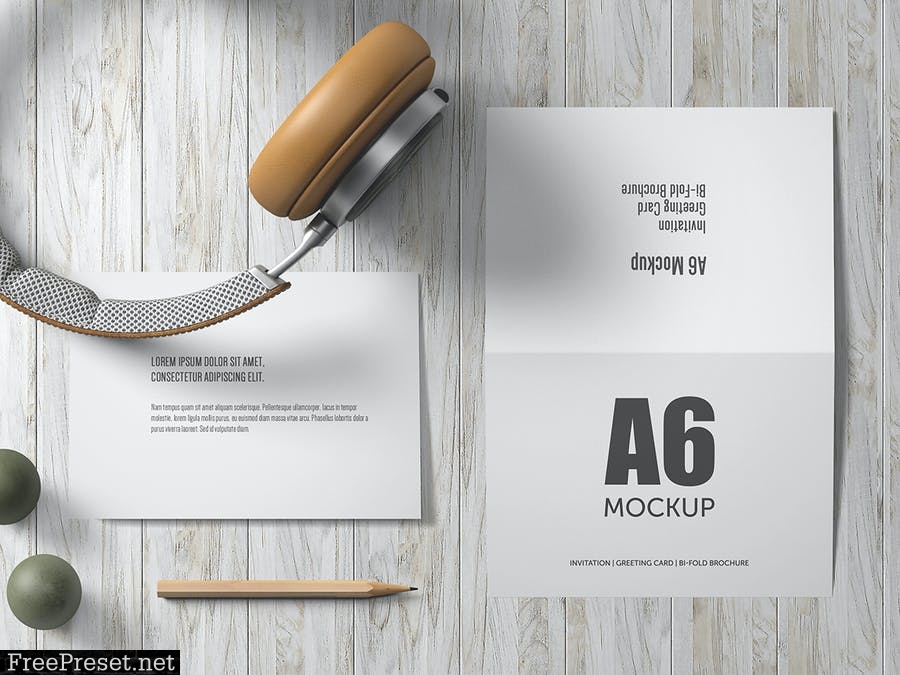 A6 Landscape Bi-Fold Greeting Card Mockup - Set 1