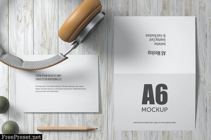 A6 Landscape Bi-Fold Greeting Card Mockup - Set 1