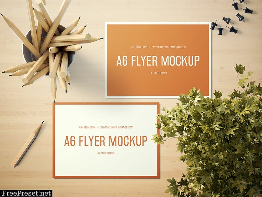 A6 Landscape Flyer Mockup Set 1