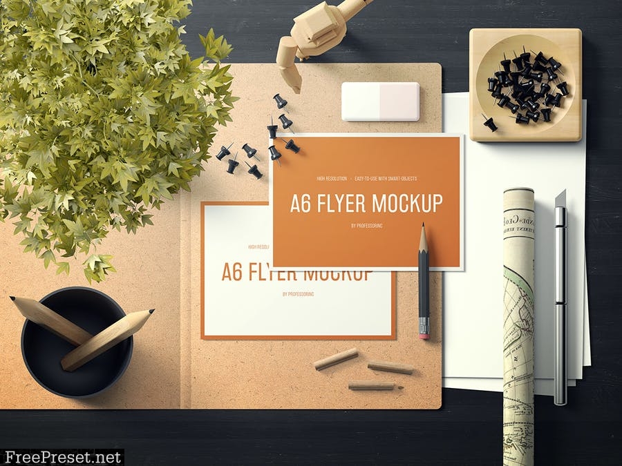 A6 Landscape Flyer Mockup Set 1