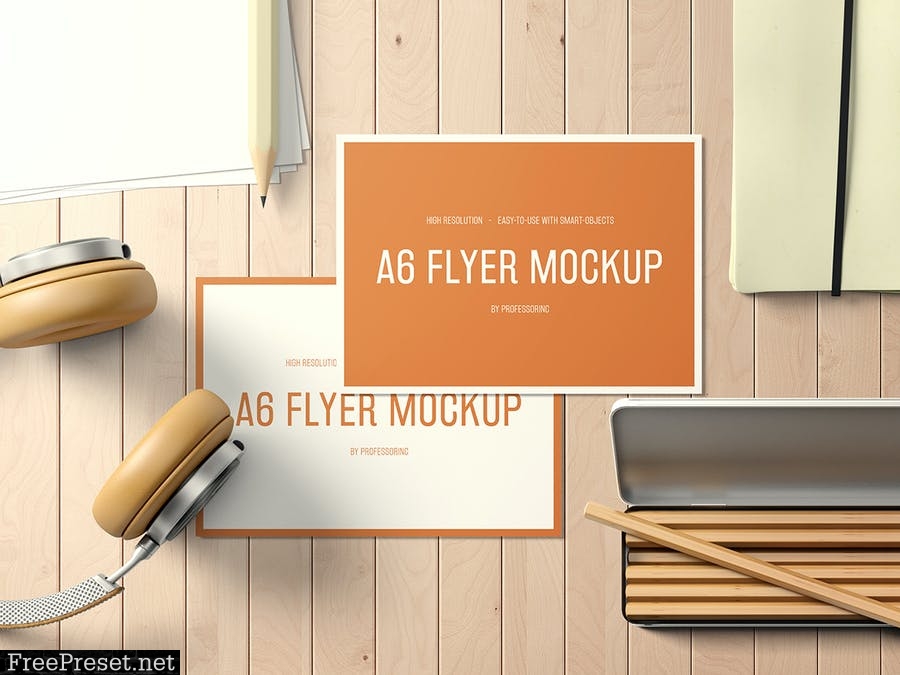 A6 Landscape Flyer Mockup Set 2