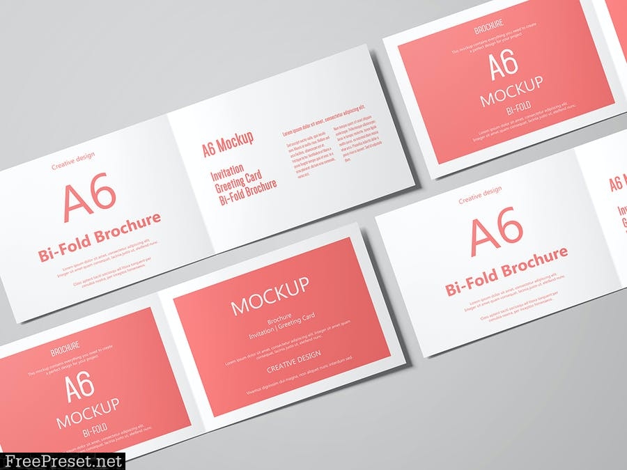 Download A6 Landscape Greeting Card Invitation Mockup Set 1