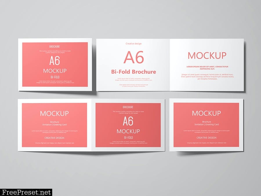 A6 Landscape Greeting Card Invitation Mockup Set 1