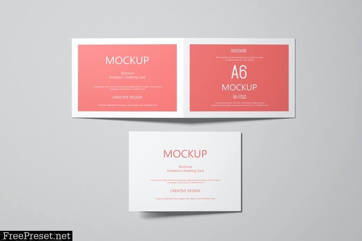 A6 Landscape Greeting Card Invitation Mockup Set 1