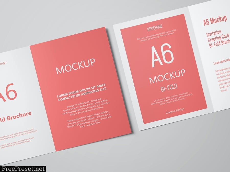 A6 Portrait Greeting Card Invitation Mockup Set 1