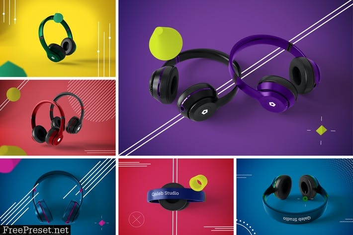 Abstract Headphones Mockup 79NYU38