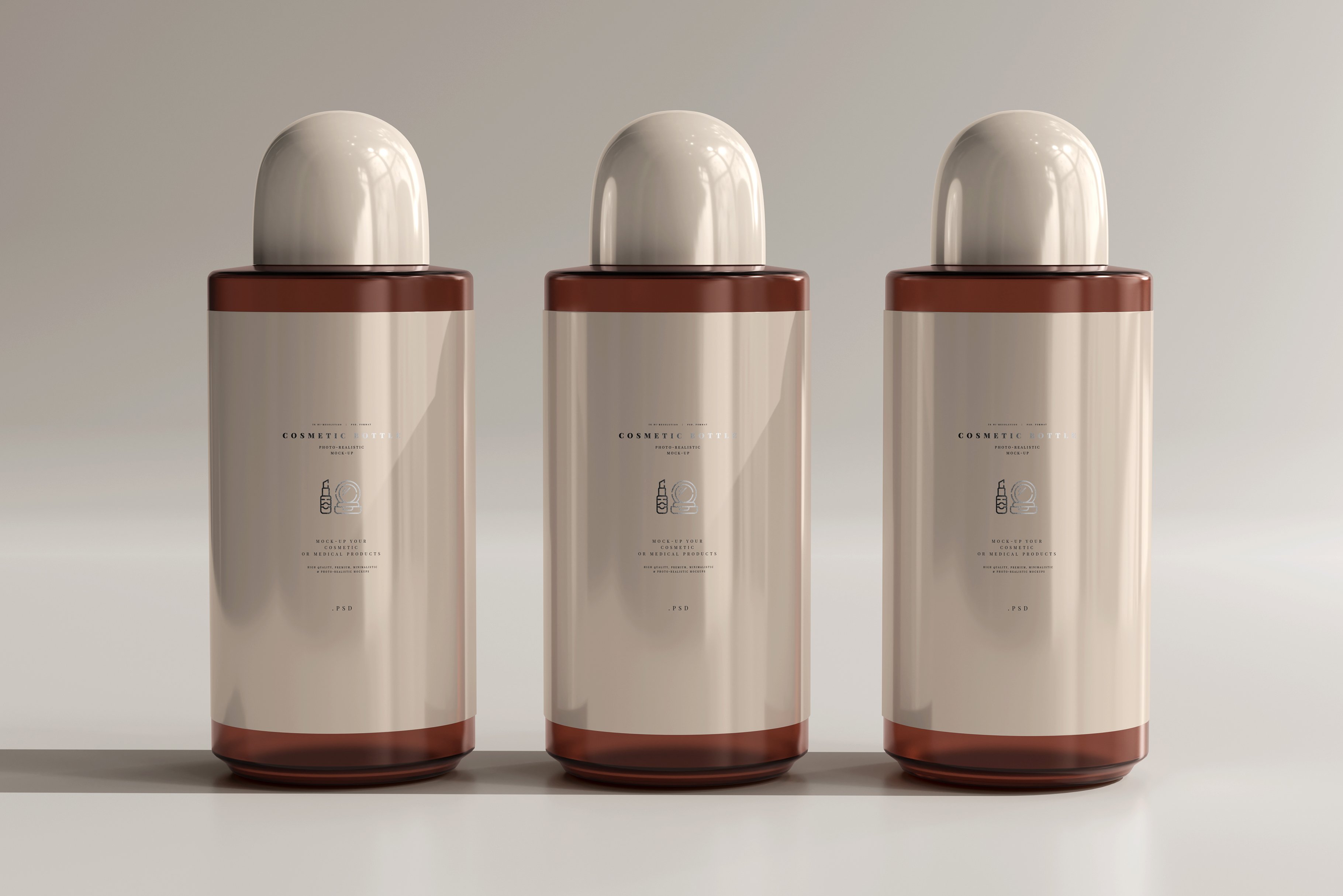 Amber Glass Cosmetic Bottle Mockup 5990469