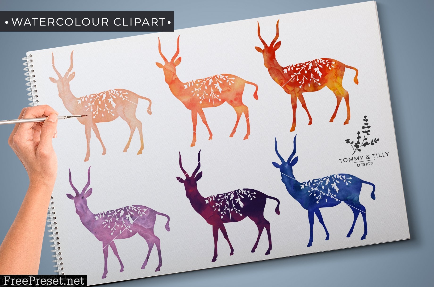 Antelope - 15 Watercolour & Foil PNG 2544569